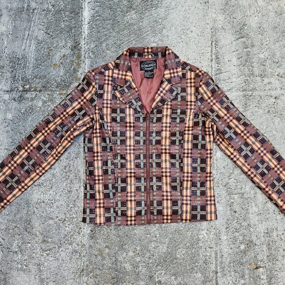 Selene Sport Women Blazer Jacket Brown Snake Skin Pattern Coat Size S - Picture 5 of 13